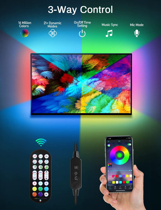 LED Lights for TV Led Backlight, 16.4ft RGB Led Strip Lights for TV Lights Behind, USB Led Light Strip for 55-70in TV, Bluetooth APP Control Music Sync Ambient Lighting for Gaming Room