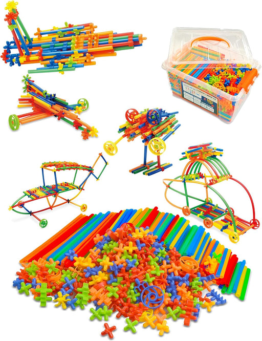 600PCS STEM Building Toys, Straw Constructor Toys Up Grade Engineering Building Sets for Kids Develops Motor Skills and 