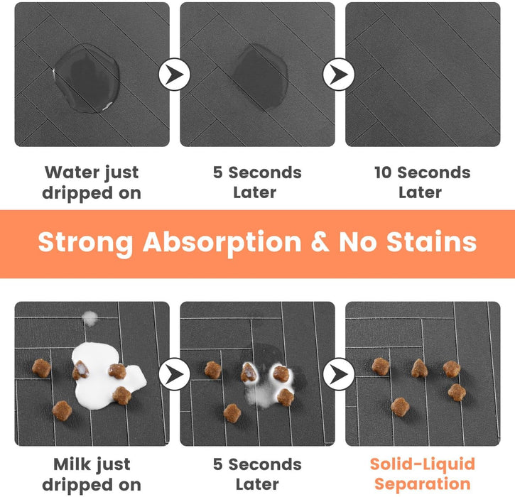 Pet Feeding Mat-Absorbent Pet Placemat for Food and Water Bowl, with Waterproof Rubber Backing, Quick Dry Water Dispense