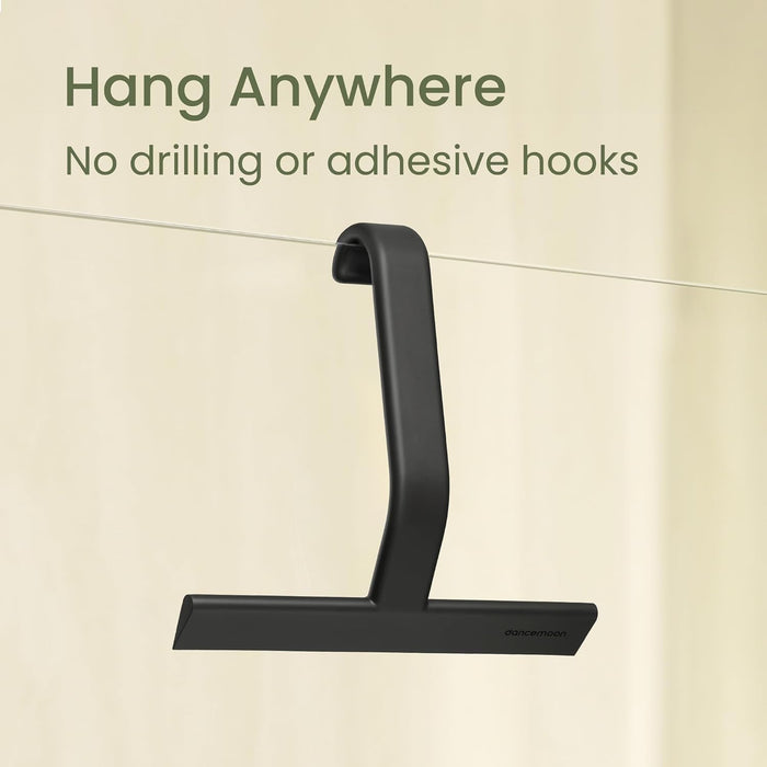 JustHang Shower Squeegee with Built-in Hook, 10-Inch Black