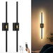 Battery Operated Wall Sconces Set of 2, 10000mAh, Black