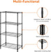 4-Shelf Steel Wire Storage Shelves for Garage, Adjustable Metal Shelving Unit, 200 lbs Per Shelf, 23.2" W x 48" H x 13.4" D, Black