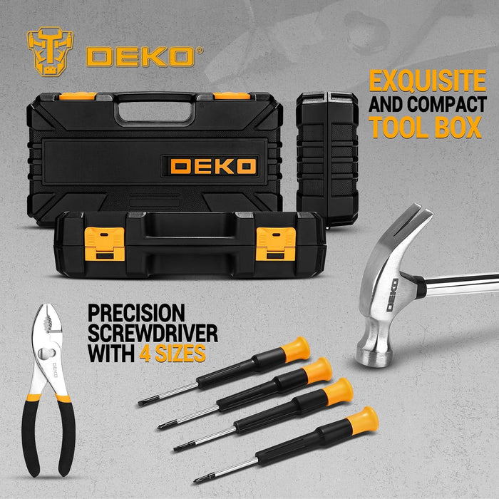 62-Piece Household Tool Set：Small Basic Home Tool Kit with Plastic Toolbox, Hand Tools with Storage Case