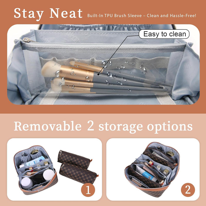 Travel Makeup Bag Cosmetic Bags for Women: 3-Piece Make up Bag Set