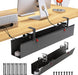 Under Desk Cable Management Tray - Under Desk Cord Management - Clamp/Screw Mount - Fabric Wire Management - Cable Raceways Tray Cord Hiders for Office/Home (Black, 35.8"×5.6")