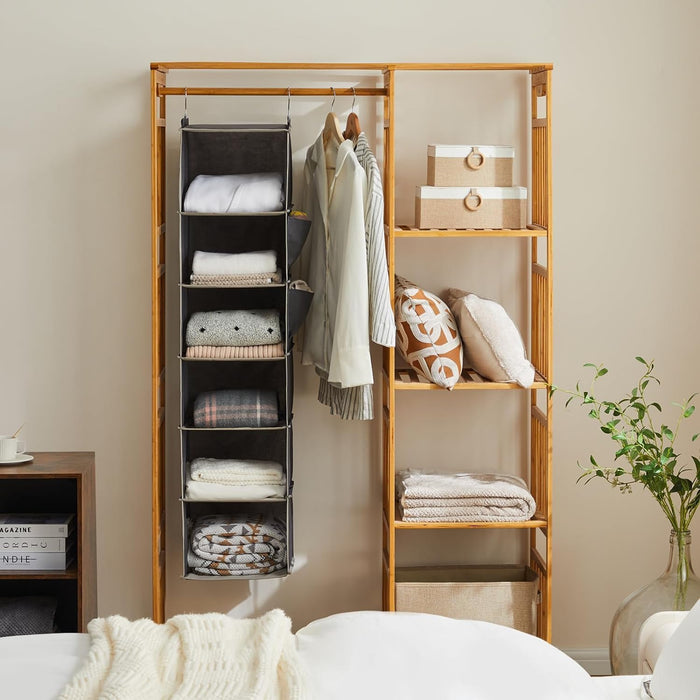 Hanging Closet Organizer and Storage, 6-Shelf, Grey