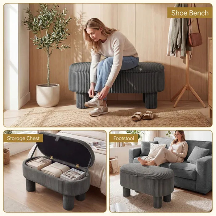 42-Inch Corduroy Storage Bench