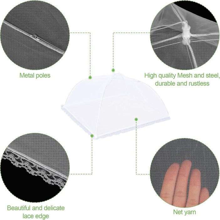 4 Pack Mesh Food Covers 17 inch, Large and Tall Food Covers, Pop-Up Mesh Food Covers Tent Umbrella for BBQs, Outdoors, S