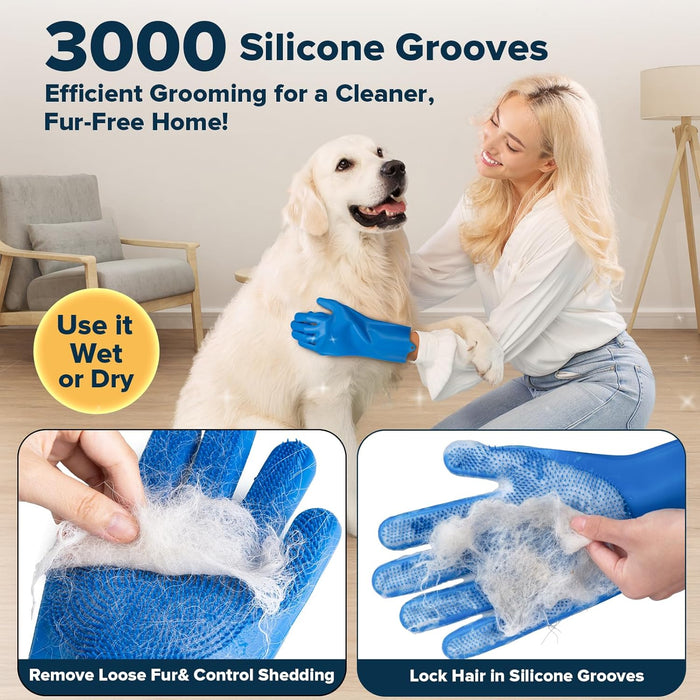 6PCS Grooming & Bath Supplies for Dogs, Cats | Dog Washing Gloves | Dog Bath Brush | Dog Shower Brush | Pet Grooming Glo