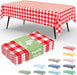 4 Packs Buffalo Disposable Table Cloth, 54 x 108 Inch Waterproof Plastic Tablecloth, Rectangle Red and White Checkered T