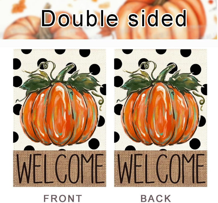 Fall Garden Flags 12x18 Double Sided Pumpkin Thanksgiving Decor