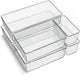 6 Pack Large Clear Plastic Drawer Organizer Trays, Acrylic Kitchen Drawer Organization and Storage Dividers, Non-Slip St
