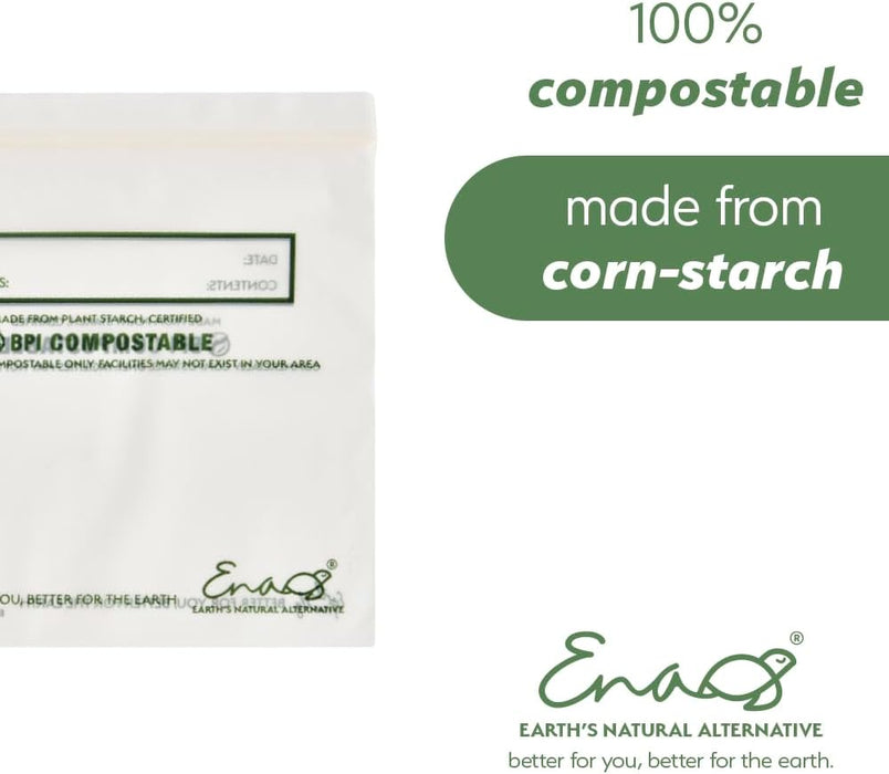 100% Compostable Food Storage Bags, Sandwich Size 150 Pack, Eco-Friendly Freezer Bags, Resealable, Heavy-Duty, Reusable, Leak Resistant, Off-White, Food Grade by