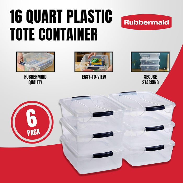 Cleverstore 17 Quart Clear Latching Waterproof Stackable Airtight Storage Containers with Durable Latching Lids (6 Pack)