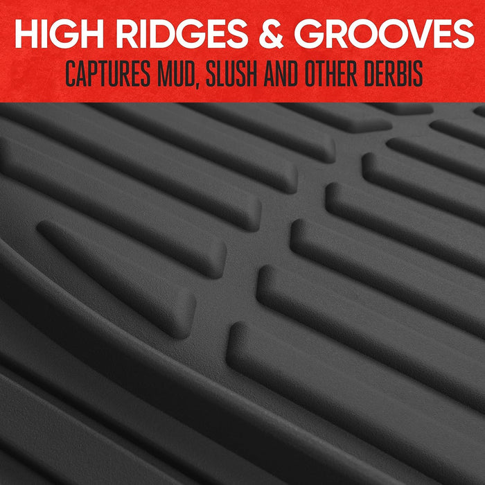 FlexTough Floor Mats for Cars, Black Deep Dish All-Weather Car Mats, Waterproof Trim-to Fit Automotive Floor Mats for Ca