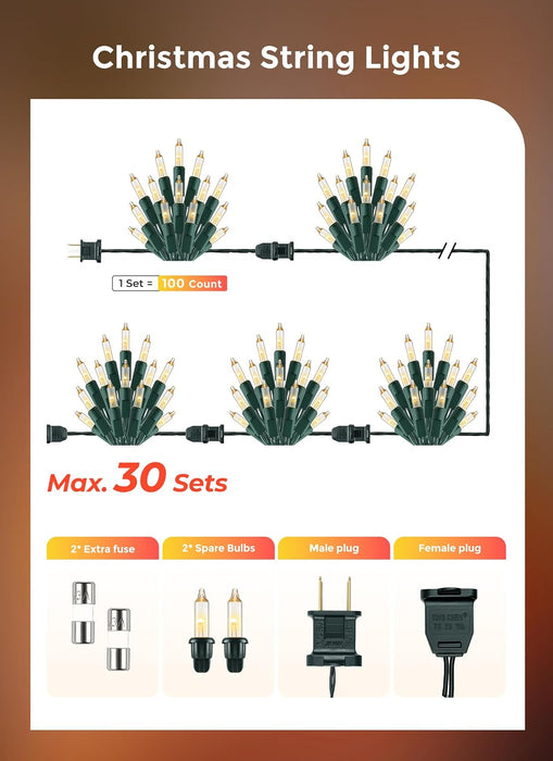 LED Christmas Lights, 20FT 100 Count Christmas String Lights