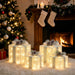 Set of 4 Christmas Lighted Gift Boxes, Battery Operated Xmas Decor
