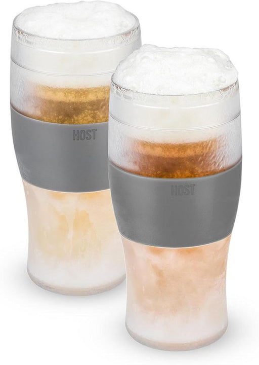 Freeze Beer Glasses, Freezable Beer Gifts for Men, Double Wall Insulated Pint Set, Tumbler for Cold Drinks, 16, Set of 2