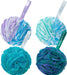 Loofah Sponge 75g/Piece, Exfoliating Bath Sponge Body Scrubber - Loofa Set of 4 Flower Color (Large, Green-Purple)