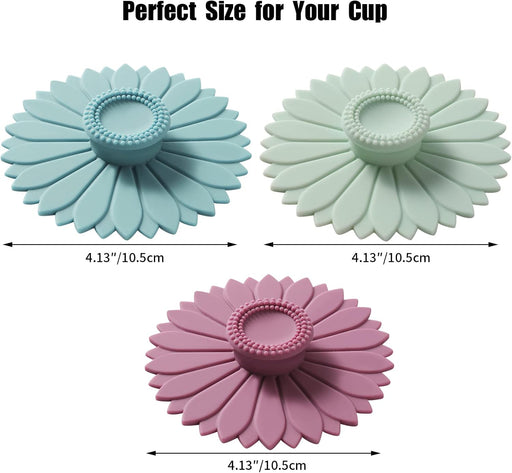 Sunflower Silicone Cup Covers (Set of 3),Multicolored Silicone Lids