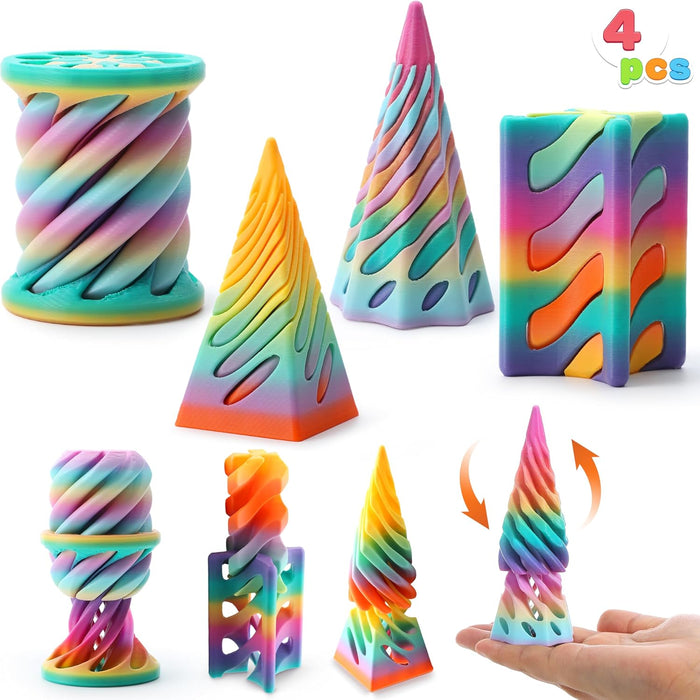 4 Pack Impossible Cone Fidget Toys, Pastel Color 3D Printed Spiral Cone, Kids Travel Toys for Anxiety Stress Relief, Birthday Gifts, Classroom Prizes, Party Favors for Kids & Adults