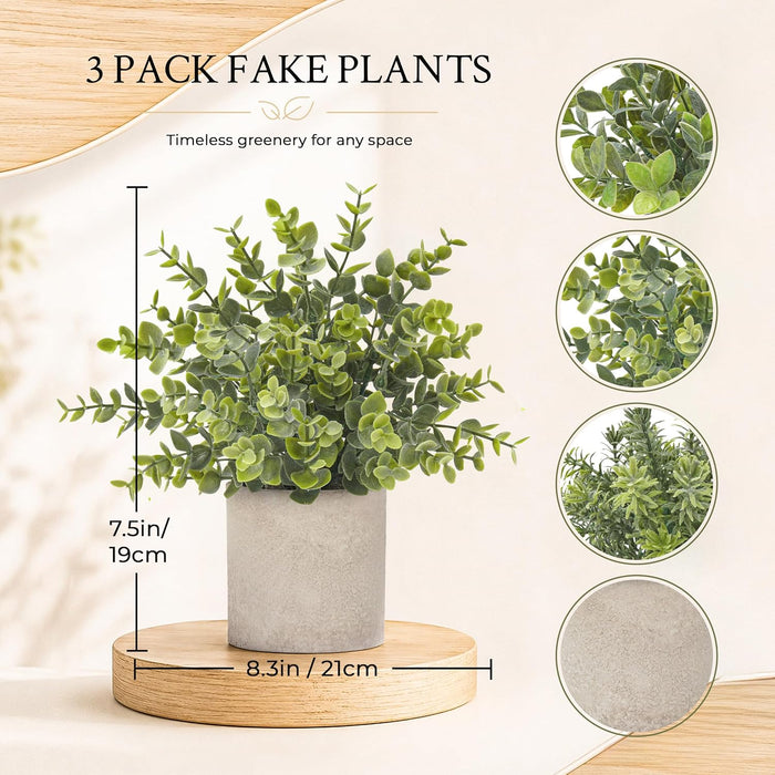 3 Pack Fake Plants Artificial Plants for Office Bathroom Decor
