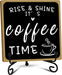 Wooden Coffee Bar Sign Coffee Bar Decor, Coffee Bar Decorations Black and White with Iron Stand Bar Tabletop Shelf Accessories, Coffee Signs Decors for Coffee Station Home Farmhouse Kitchen & Office