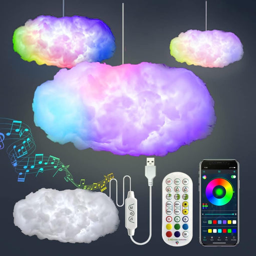 3D Big Cloud lightning Light Kit Music Sync Warm White Multicolor lightning Changing Strip Lights 360 Degree Wireless Re