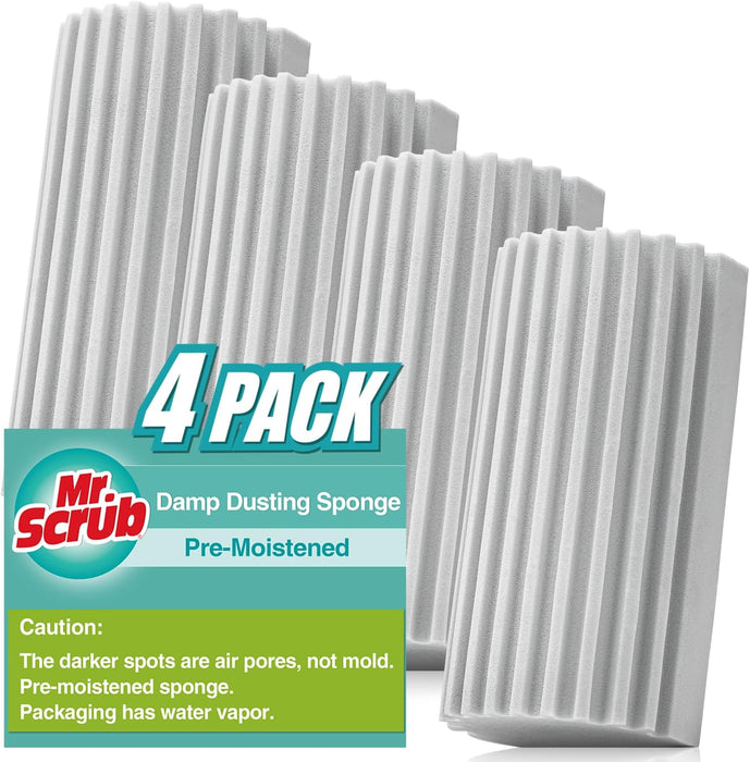 4 Pack Damp Dusting Sponge Duster, Grey Dust Cleaning Sponge, Reusable Household Cleaning Sponge Tool for Blinds, floorb
