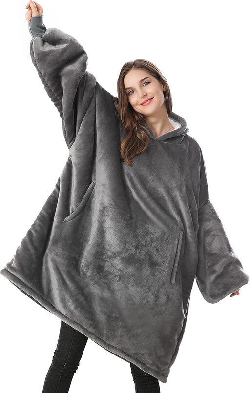Wearable Blanket Hoodie, Oversized Sherpa Hooded Blanket Sweatshirt, Super Warm and Cozy Hoodie Blanket for Women Men Adults