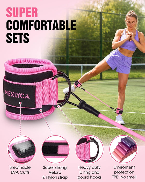 Resistance Bands Set – Resistance Band and Adjustable Ankle Exercise Bands with Cuffs Great Equipment for Training, Work