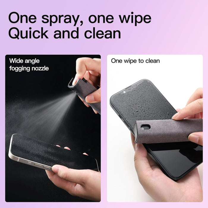 Touchscreen Screen Cleaner Kit 2 Pcs, Phone, Tablet and Car Screen Cleaner, Two in One Spray and Microfiber Cloth(Grey&P
