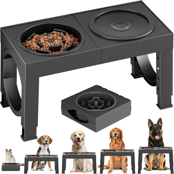 Elevated Dog Bowls Large Breed Raised Dogs Bowl Stand Large/Medium Sized Dog Slow Feeder Dogs Bowls Food Water Stands 5 