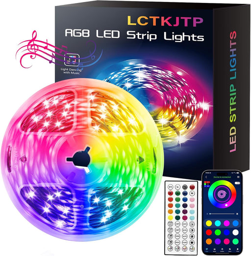 LED Strip Lights,RGB Music Sync Color Changing Led Lights with Smart App Control Remote & Remote Control,LED Lights for Bedroom,Room Essentials,Sense of Atmosphere Decorations(50FT-1Roll)