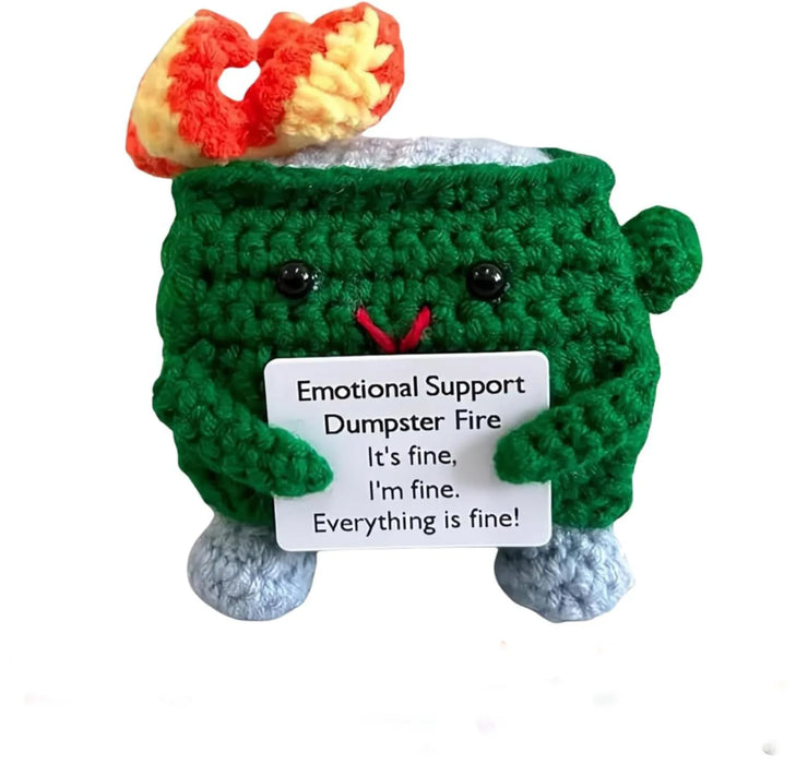 Cute Emotional Crochet Dumpster Hand-Knitted Fire Creative Funny Home Room Decor Christmas Gift for Friends Coworker Desk Decor
