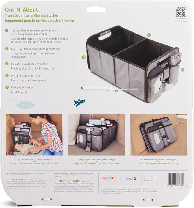 Out-n-About Trunk Organizer for SUVs and Cars with Portable Changing Pad and Wet Baby Wipes for Diaper Changes On-the-Go