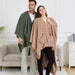 Wearable Blanket Poncho Cape Wrap for Adult, Cozy Sherpa Fleece Pocketed Shawl TV Throw Blankets for Office and Lounge,G