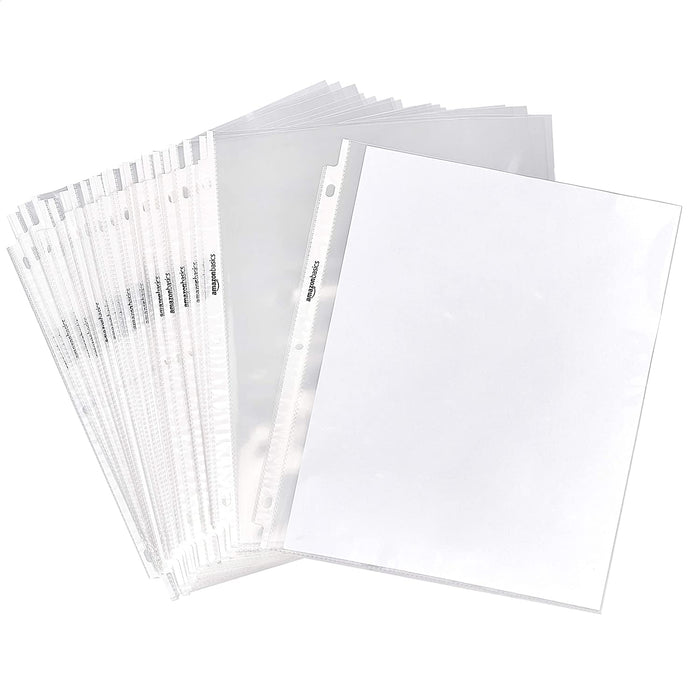 Sheet Protectors for 3 Ring Binder, Lightweight, Acid-Free, Clear Plastic Sleeves, Letter Size, 8.5 x 11 Inch, 100-Pack