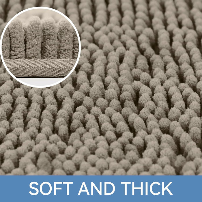 Small Bath Rug Mat,24x17 Chenille High Absorbent Latte Bathroom Mats