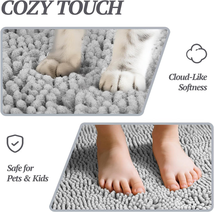 Dog Door Mat Absorpmax Dog Mat for Muddy Paw, 35 × 25", Grey