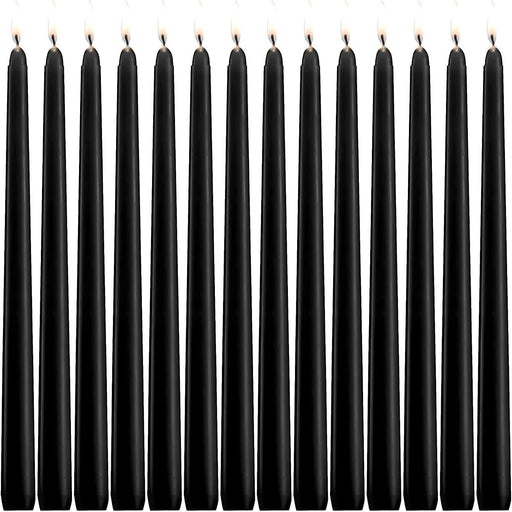 14 Unscented Black Taper Candle,10 inch Tall and 3/4 inch Thick,7.5 hrs Clean Burning,Dripless Candles for Weddings, Prayers, Festivals, Churches