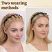2 Pack Clip Headband for Twisty Bangs, 90s Hair Accessories for Women with 8 Mini Clips, Braided Hair Clip Headbands for Y2K Fashion Styling, Black and Brown