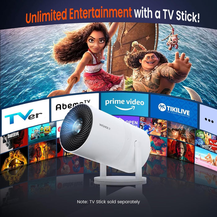 Mini Projector with WiFi and Bluetooth, Portable Movie Projector with 180° Rotatable, 1080P HD Supported, Auto Vertical Keystone, Compatible with Smartphone, TV Stick, Laptop, HDMI, USB