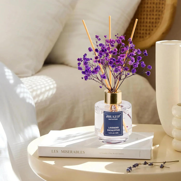 Reed Diffuser Set of 3,Clean Linen Ocean Mist&Sea Salt Lavender Eucalyptus Oil Reed Diffusers for Bedroom Living Room Office Aromatherapy Oil Reed Diffuser for Gift 50ml x 3