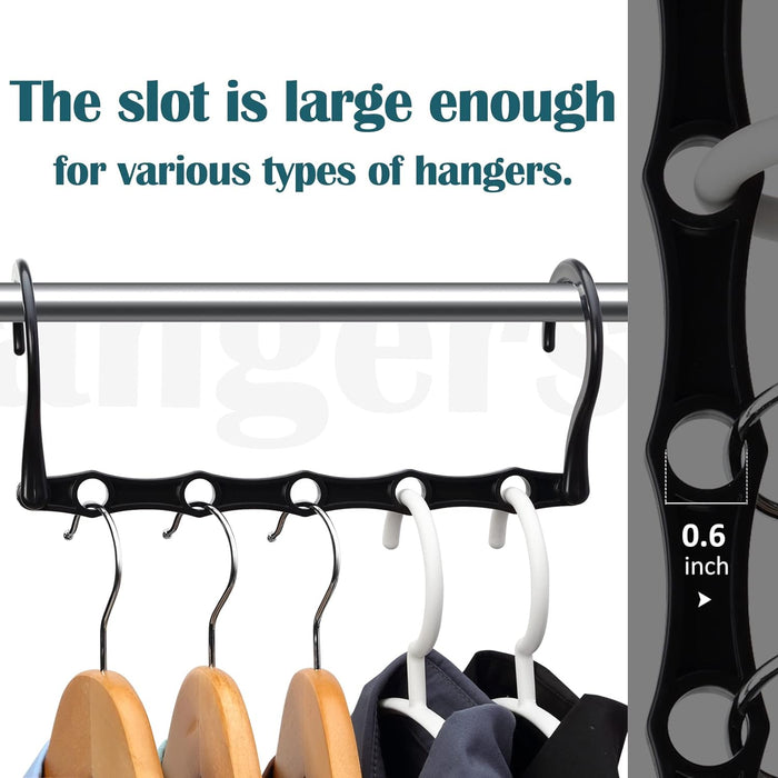6 Pack-Closet-Organizers-and-Storage, Space-Saving-Hangers Black