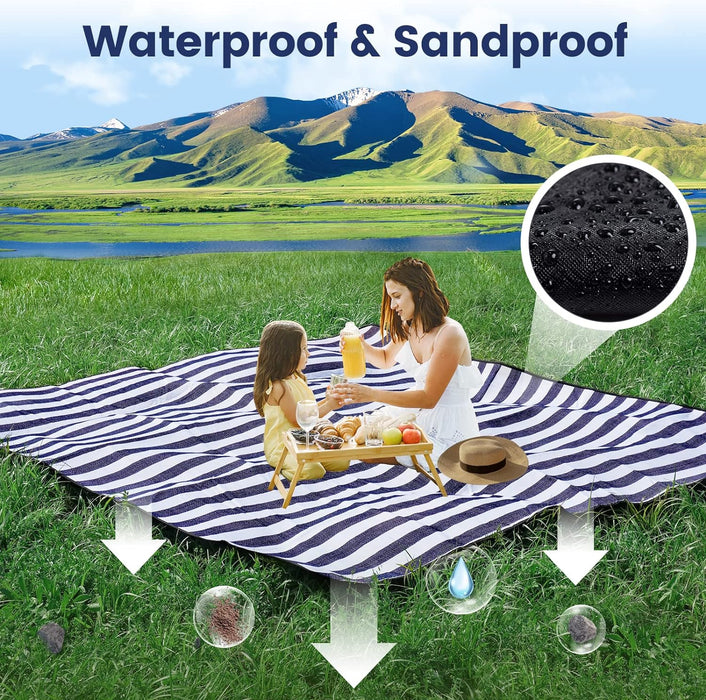 80" x 80" Picnic Blanket Extra Large, Waterproof and Foldable Beach Blanket