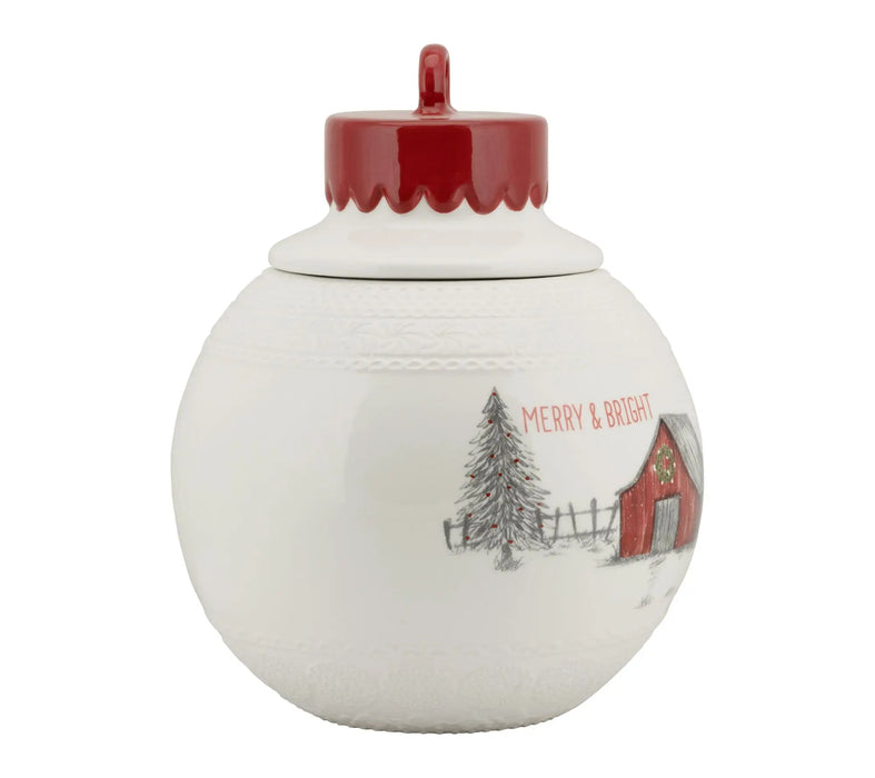 10 Strawberry Street "Merry & Bright" Ornament Cookie Jar