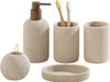 Bathroom Accessories Set, 5 PCS Modern Bath Organizer, Beige