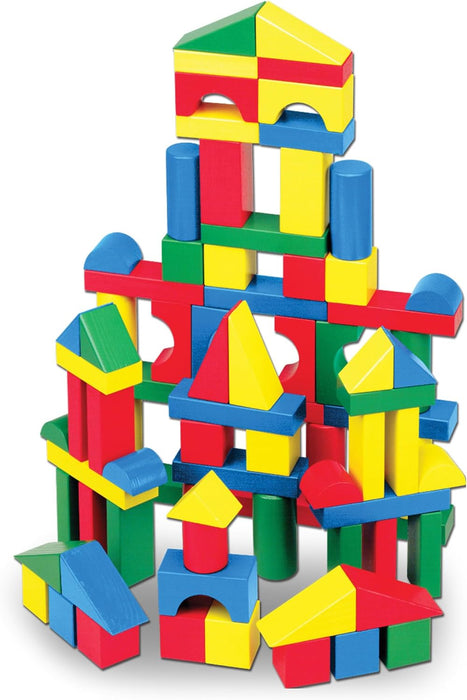 Melissa & Doug 100 Wooden Building Blocks with Storage Box