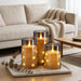 Flickering Flameless Candles: Built-in Star String Lights 3D Wick Acrylic Battery Operated LED Pillar Candles with Remote and Timer for Fall Halloween Christmas Home Decoration - 3 Pack Gray